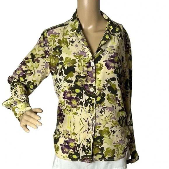PENDLETON silk floral oversized blouse,size 6 ( Ptp 19”) med/Large  Y2K   EC - Picture 2 of 12